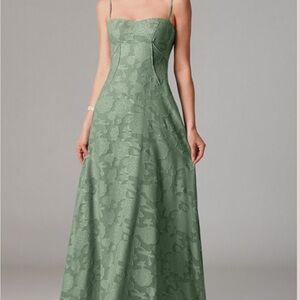 Azazie Strapless Green Floral Dress